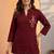 Maroon thread work cotton silk stitched tunic kurti for women