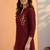 Maroon thread work cotton silk stitched tunic kurti for women