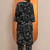 Black botanical print cotton stitched kurta pant co-ord set for women