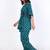 Green polka dot printed cotton kaftan co-ord set for women