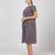 Blue cotton floral printed casual dress for women