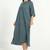 Blue cotton floral printed casual dress for women