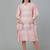 Peach checks printed cotton casual kaftan dress for women