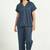 Navy blue everyday wear cotton pyjama co-ord set for women