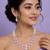 Lavender color necklace set with earrings, moti & agate stone, gold plated
