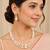 Pink & pista color necklace set with earrings, moti & agate stone, gold plated