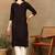 Women dark brown ethnic motifs lucknowi chikankari liva rayon a-line kurta