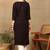 Women dark brown ethnic motifs lucknowi chikankari liva rayon a-line kurta