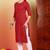 Women red ethnic motifs embroidered lucknowi chikankari straight liva long kurtas