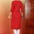 Women red floral motifs embroidered chikankari liva rayon cotton a-line kurtas