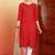Women red floral motifs embroidered chikankari liva rayon cotton a-line kurtas