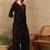 Women black & red floral embroidered chikankari straight kurta