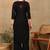 Women black & red floral embroidered chikankari straight kurta