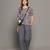 Grey everyday wear cotton pyjama co-ord set for women