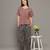 Red everyday wear cotton pyjama co-ord set for women