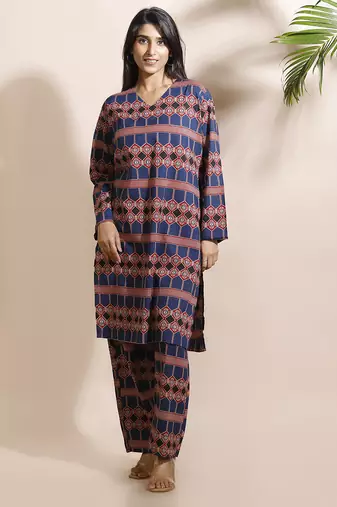 Blue everyday wear cotton co-ord set for women