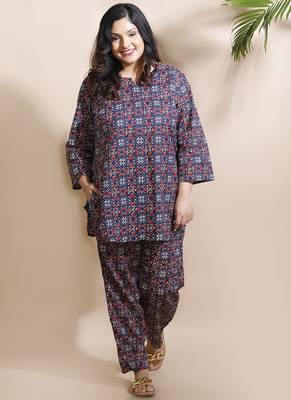 Blue everyday wear cotton co-ord set for women 5