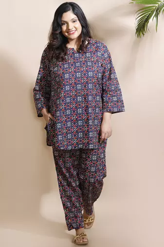 Blue everyday wear cotton co-ord set for women