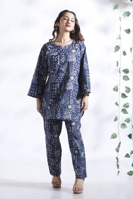 Blue everyday wear cotton co-ord set for women 5