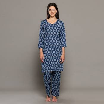 Blue everyday wear cotton co-ord set for women 1