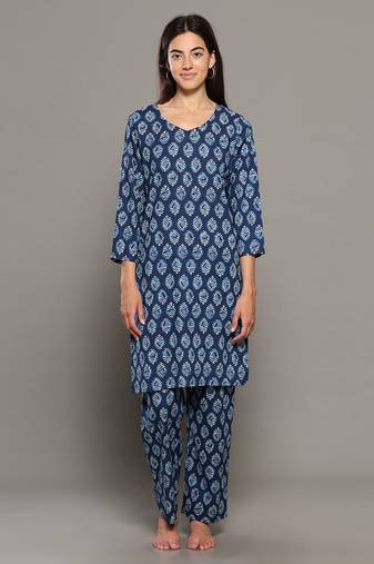 Blue everyday wear cotton co-ord set for women