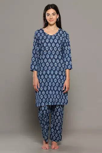 Blue everyday wear cotton co-ord set for women