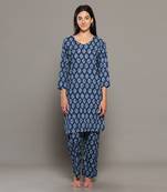 Blue everyday wear cotton co-ord set for women