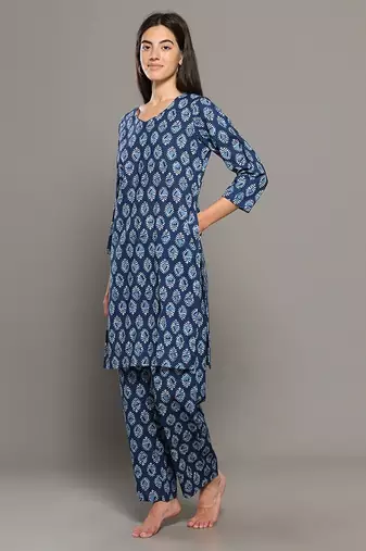 Blue everyday wear cotton co-ord set for women