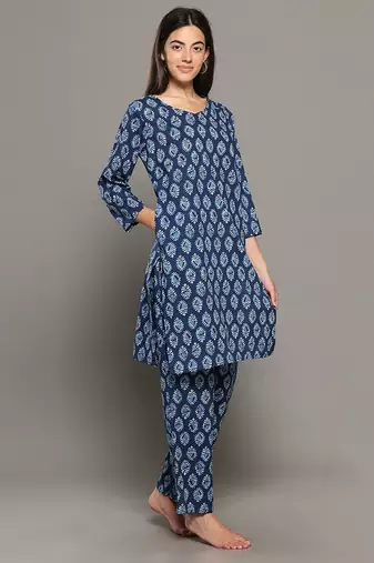 Blue everyday wear cotton co-ord set for women