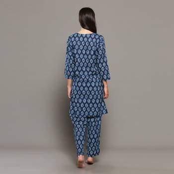 Blue everyday wear cotton co-ord set for women 4