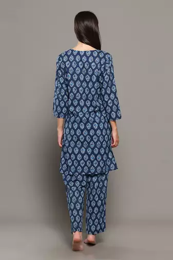 Blue everyday wear cotton co-ord set for women