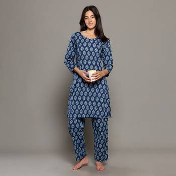 Blue everyday wear cotton co-ord set for women 5
