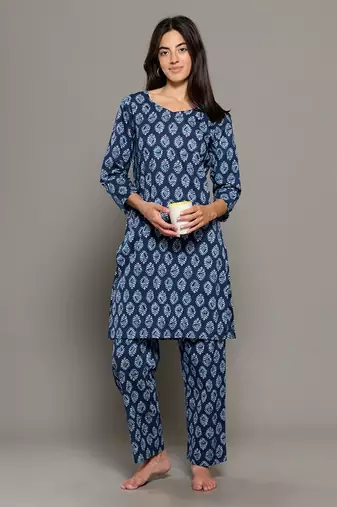 Blue everyday wear cotton co-ord set for women