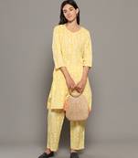 Yellow everyday wear cotton co-ord set for women