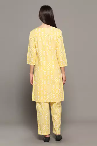 Yellow everyday wear cotton co-ord set for women