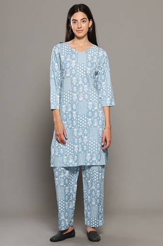 Grey everyday wear cotton co-ord set for women