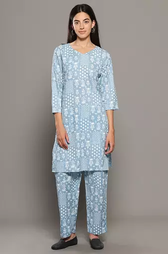 Grey everyday wear cotton co-ord set for women