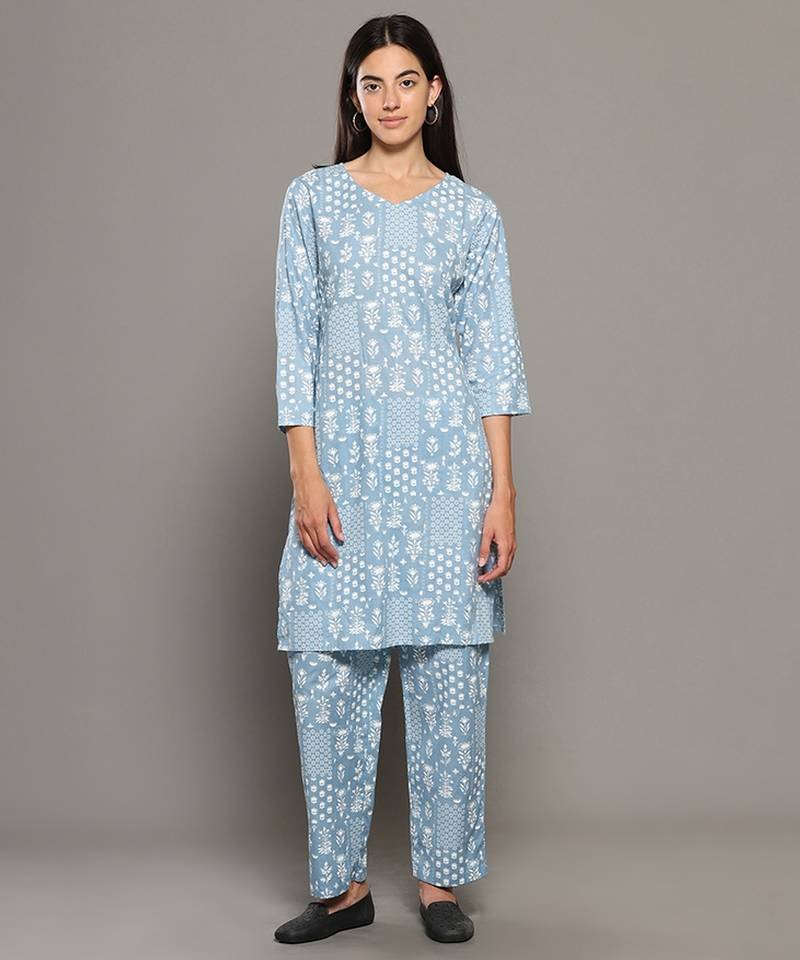 Grey everyday wear cotton co-ord set for women