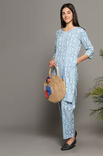 Grey everyday wear cotton co-ord set for women