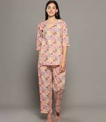 Peach everyday wear cotton co-ord set for women