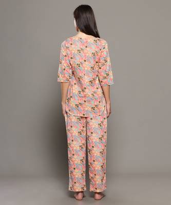 Peach everyday wear cotton co-ord set for women 4