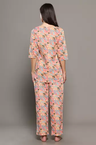 Peach everyday wear cotton co-ord set for women