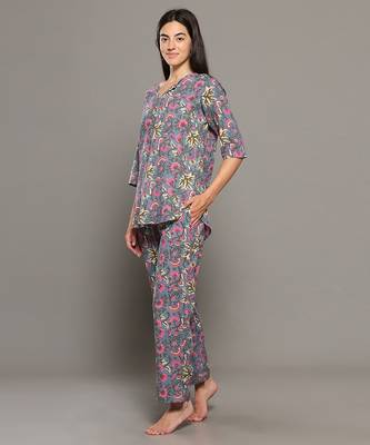 Grey everyday wear cotton co-ord set for women 2