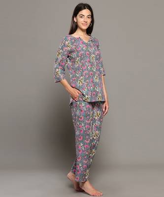 Grey everyday wear cotton co-ord set for women 3