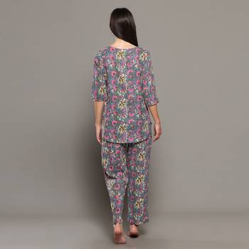 Grey everyday wear cotton co-ord set for women 4