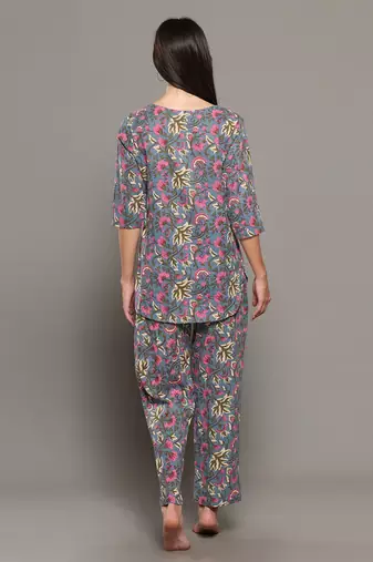 Grey everyday wear cotton co-ord set for women