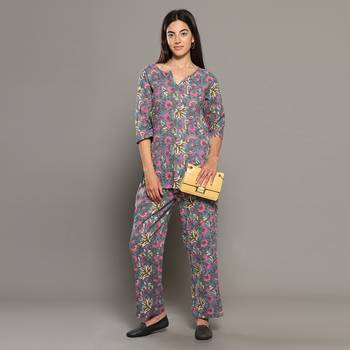 Grey everyday wear cotton co-ord set for women 5