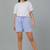 Blue printed cotton casual shorts for women