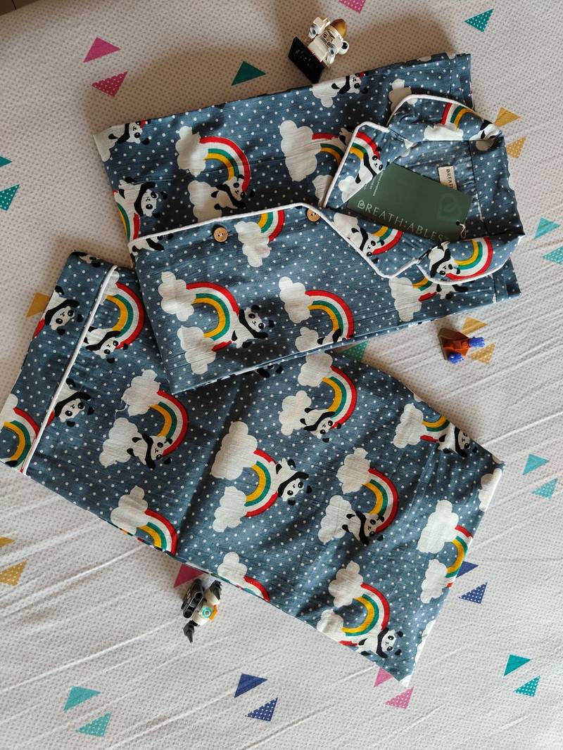 Grey printed cotton comfortable unisex kids co-ord set