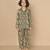 Green printed cotton comfortable unisex kids co-ord set